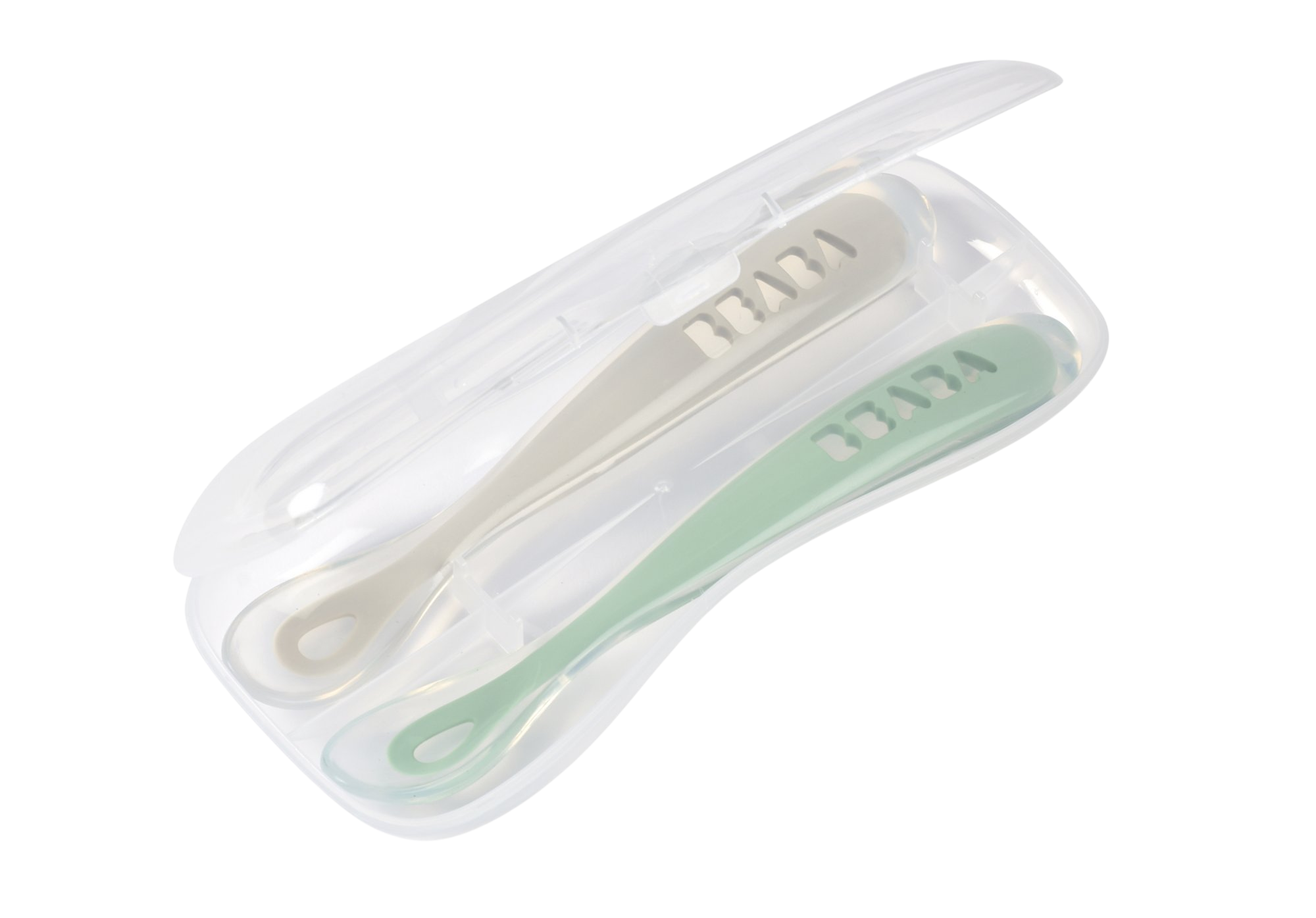 BEABA První lžička silikonová s pouzdrem grey 2 ks