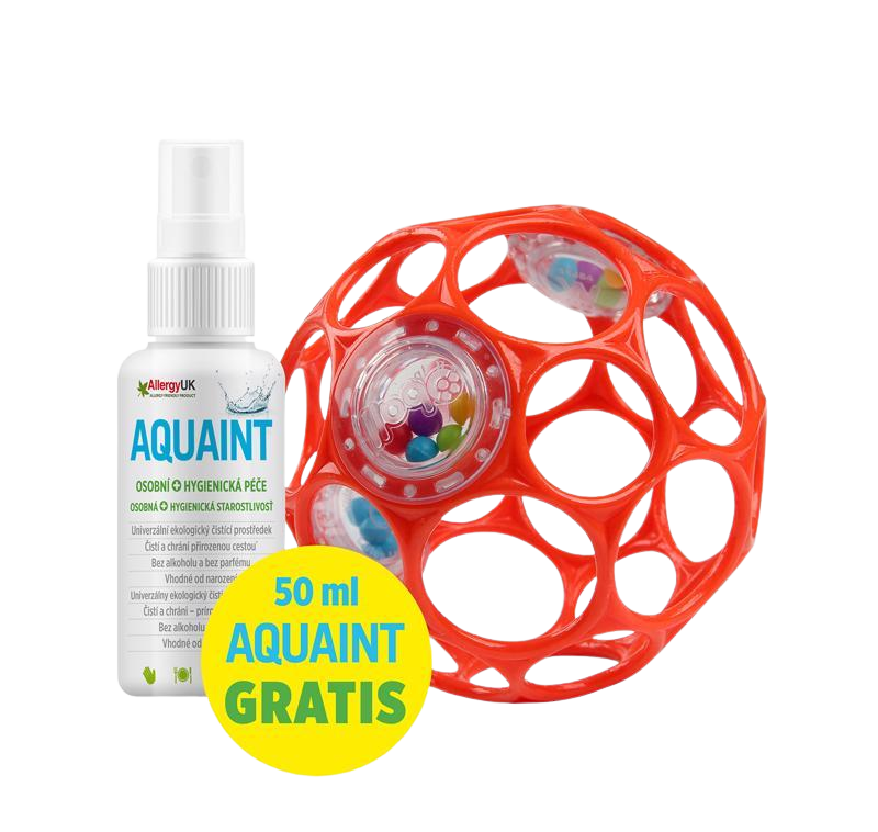 Fotografie OBALL Hračka RATTLE 10 cm 0m+ orange + 50 ml Aquaint