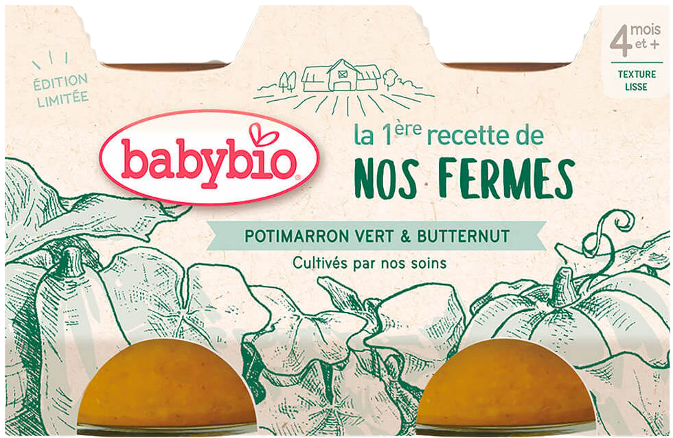 Babybio Zelená a máslová dýně z naší vlastní ekofarmy 2 x 130 g