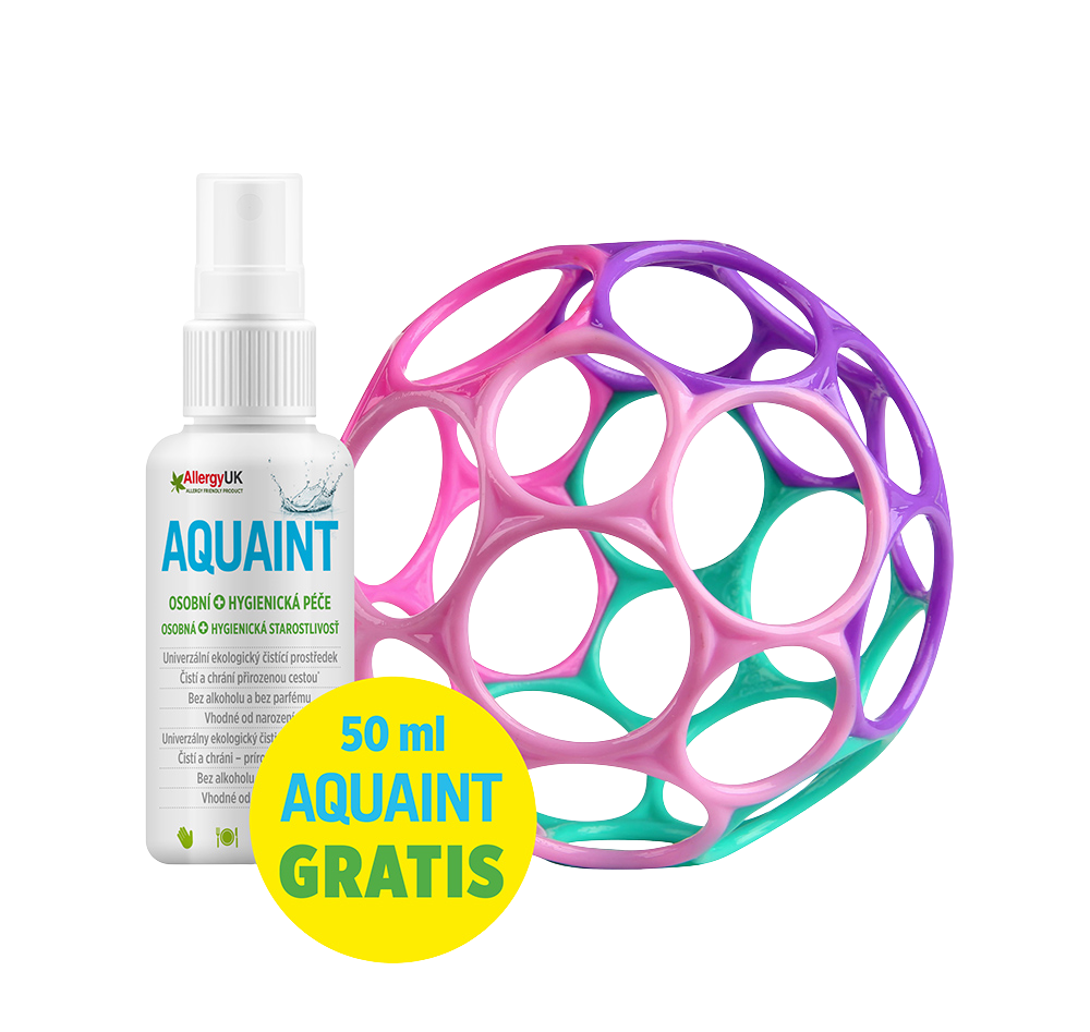 OBALL Hračka Classic 10 cm růžovo/fialová 0m+AQUAINT 100% ekologická čisticí voda 50 ml