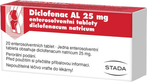 DICLOFENAC AL k léčbě bolestivých poúrazových stavů s projevy otoku nebo zánětu 20 tablet