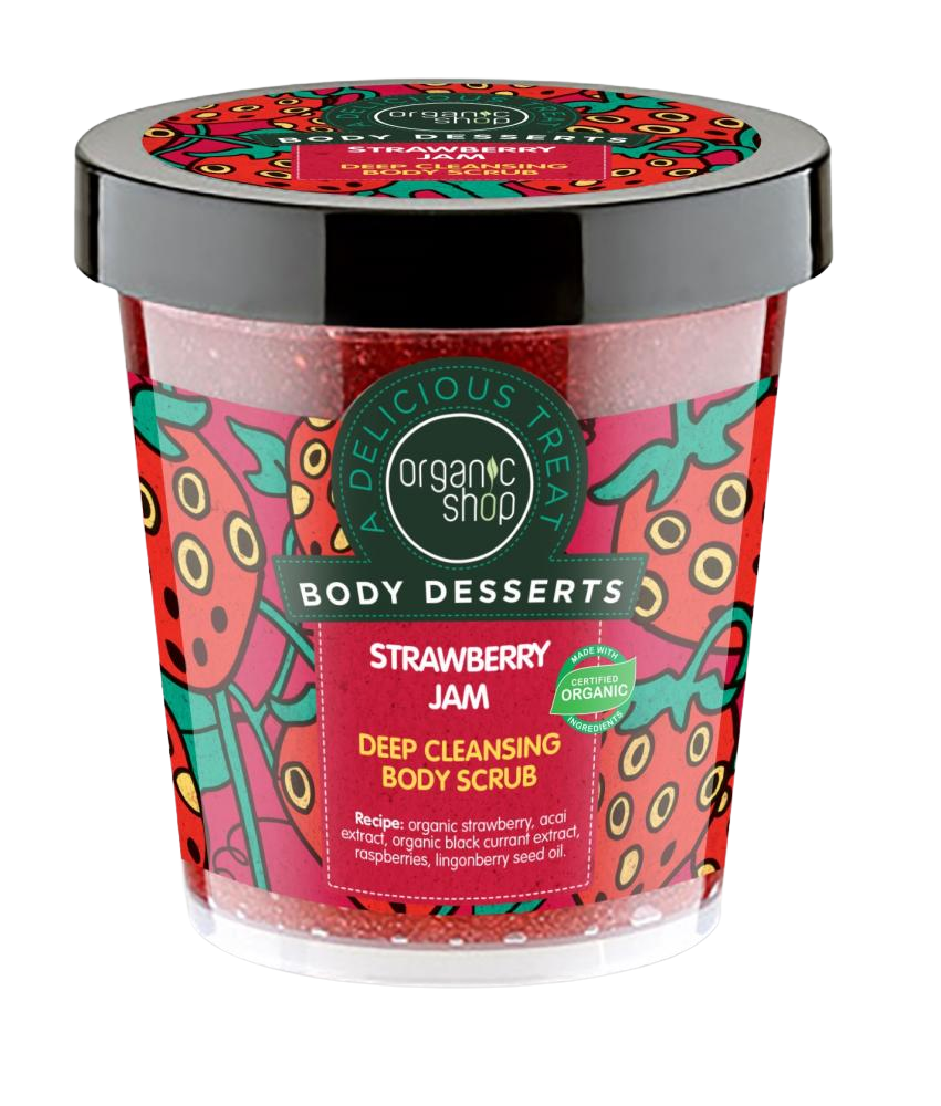 ORGANIC SHOP Detoxikačný telový peeling – Jahodový džem 450 ml