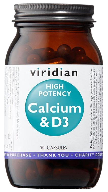 VIRIDIAN High Potency Calcium & D3 (Vápník s vitamínem D3) 90 kapslí