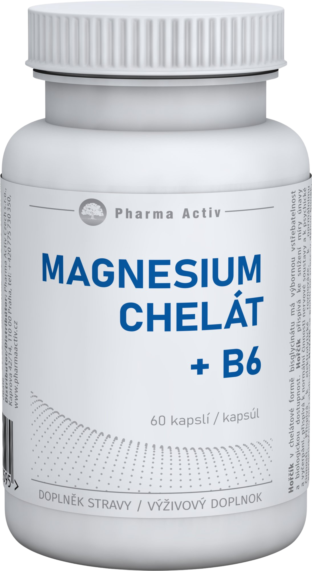 PHARMA ACTIV Magnesium Chelát + B6 60 kapslí