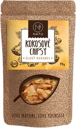 Natu Kokosové chipsy slaný karamel BIO 70 g
