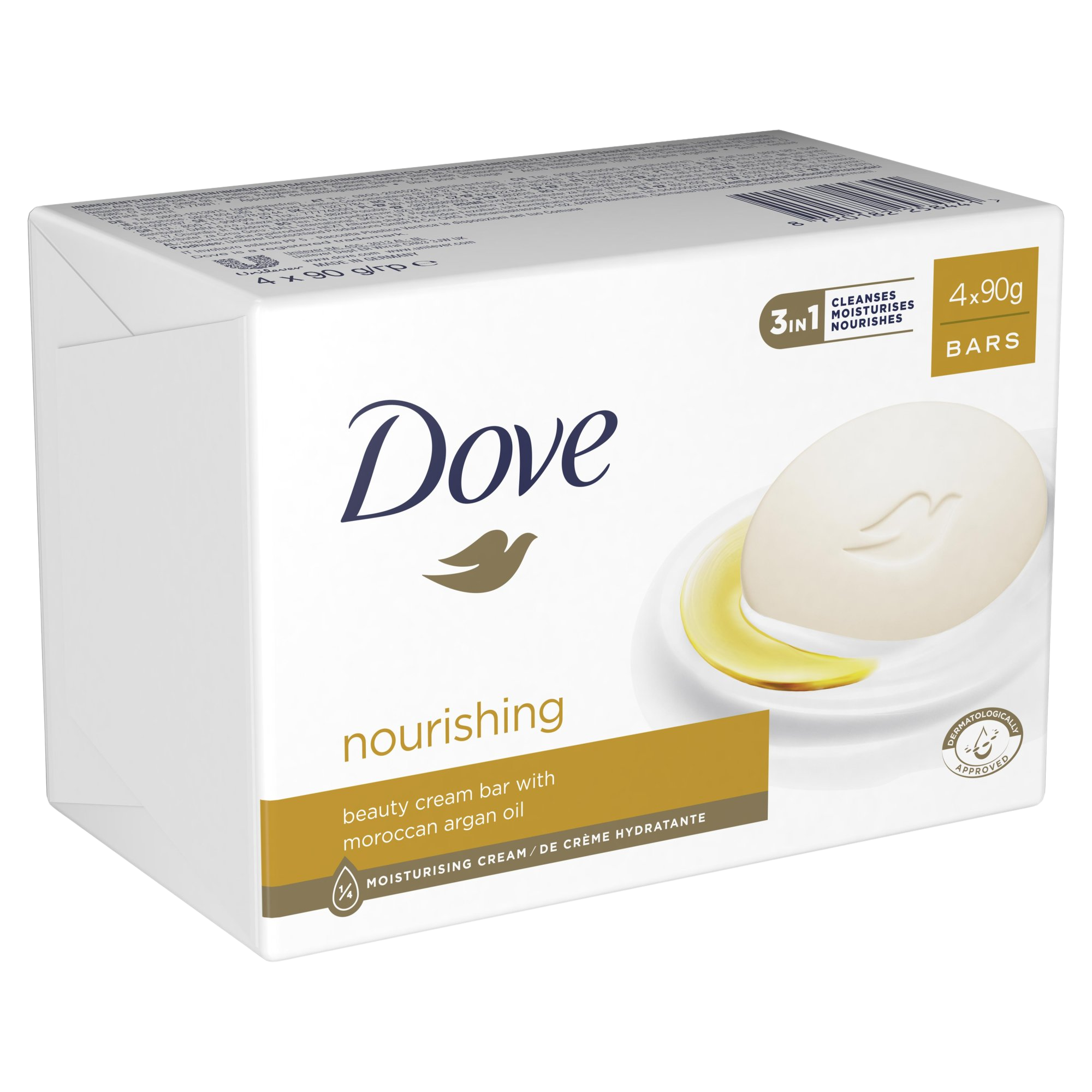 Dove Nourishing Arganový olej Krémové mýdlo Multipack 4 x 90 g