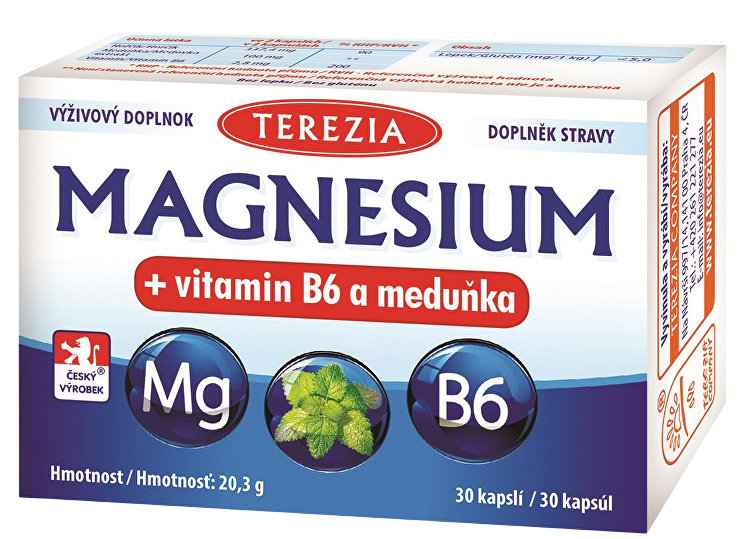 Terezia Magnesium + vitamin B6 a meduňka 30 kapslí