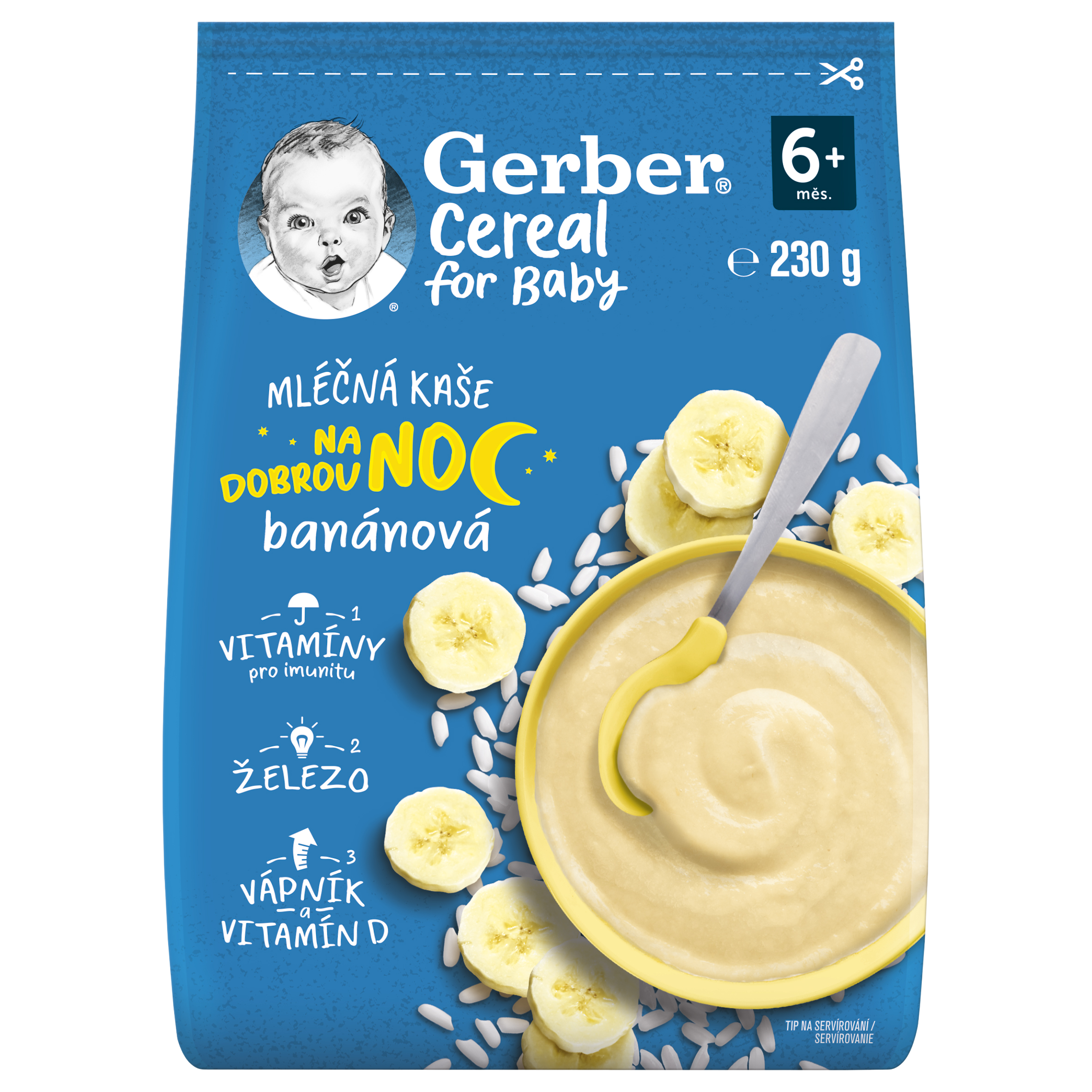 Gerber Cereal mléčná kaše banánová na dobrou noc 230 g