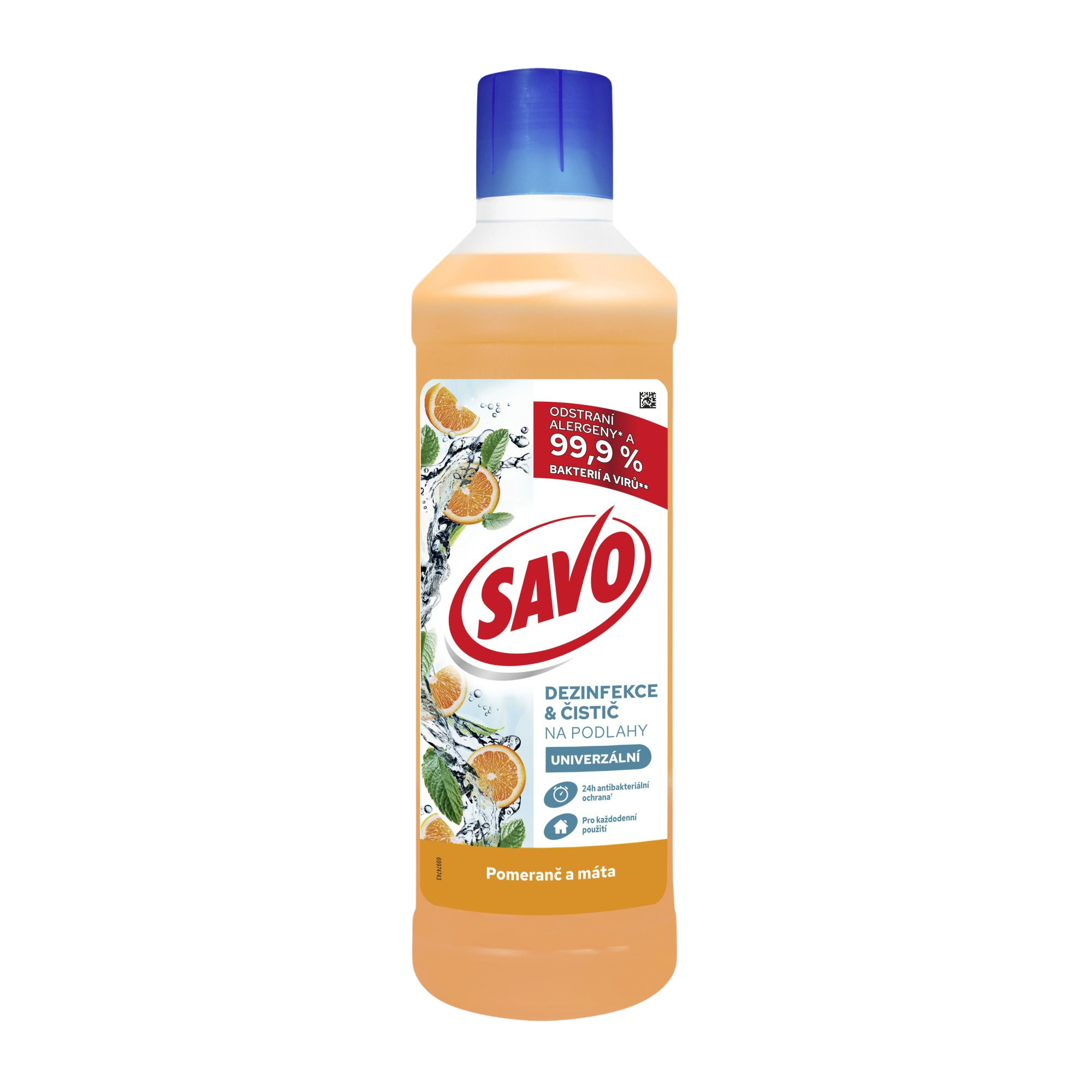 SAVO desinfekce a čistič na podlahy Pomeranč a Máta 1 l