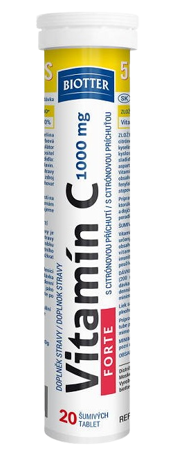 Biotter Vitamín C 1000 mg FORTE 20 šumivých tablet
