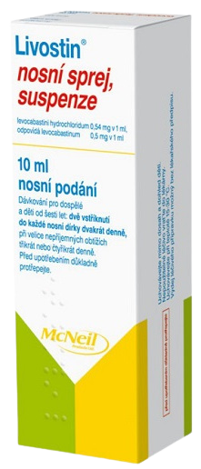LIVOSTIN 5 mg nosní sprej suspenze 10 ml
