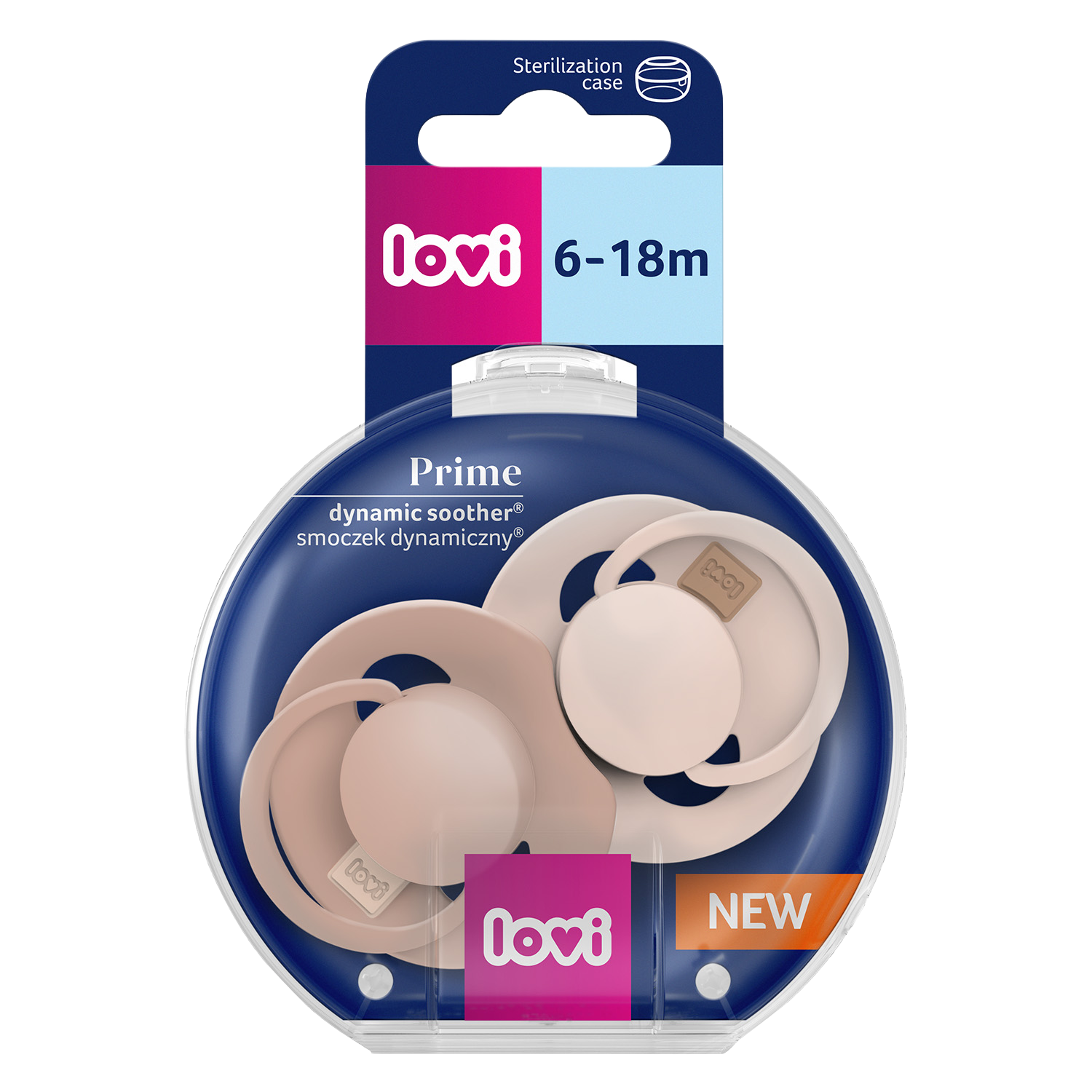 LOVI Dudlík silikonový dynamický PRIME 6-18m Nude/Blush 2 ks