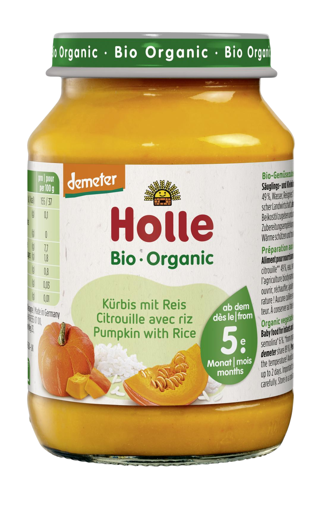 HOLLE bio dětská přesnídávka Dýně s rýží 190 g