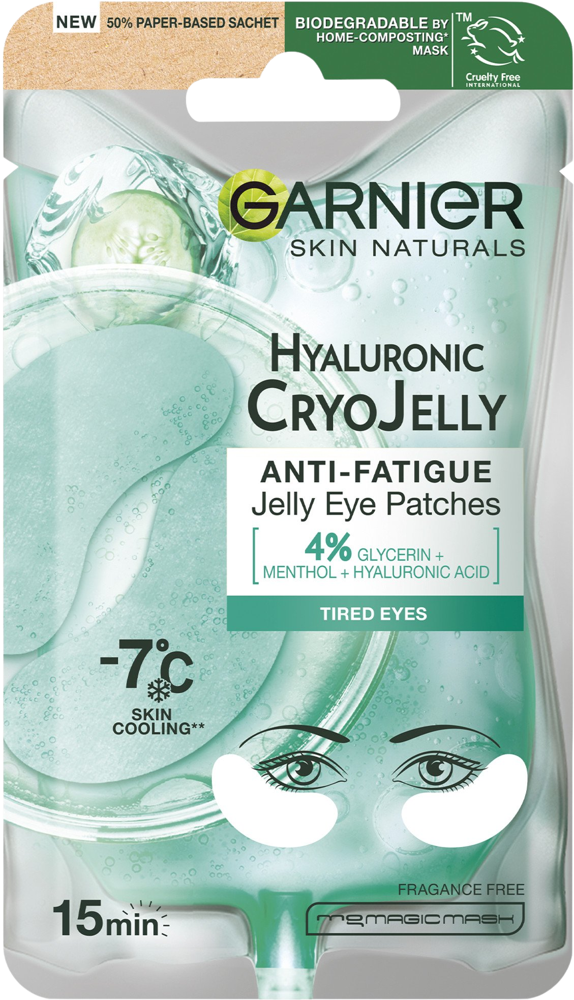 Garnier Skin Naturals Cryo Jelly oční textilní maska s chladivým efektem -7 °C, 5 g