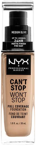 NYX PROFESSIONAL MAKEUP Can't Stop Won't Stop 24 hour Foundation Vysoce krycí make-up - 09 Medium Olive 30 ml