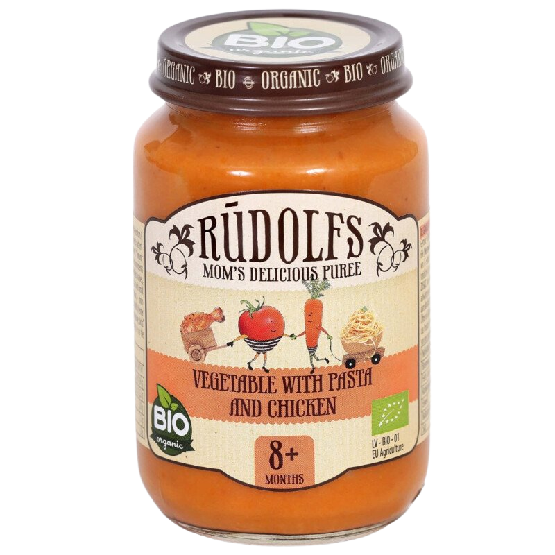 Rudolfs BIO Zelenina s těstovinami a kuřecím masem) 190 g