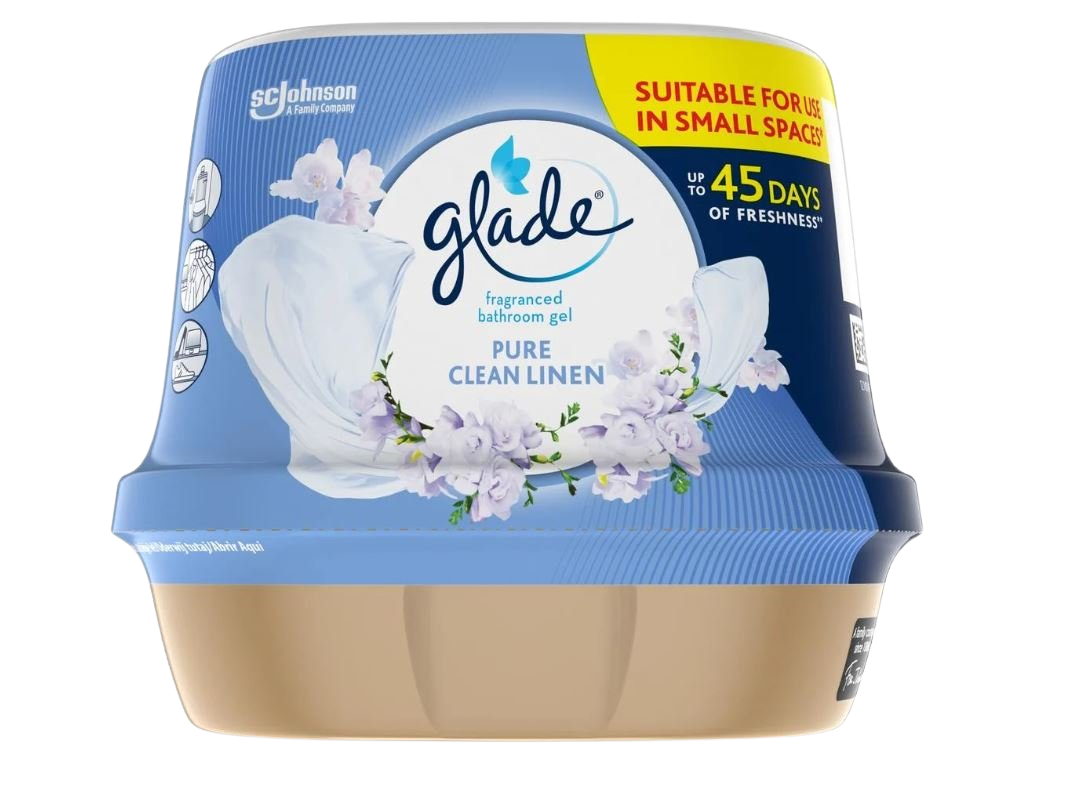GLADE Clean Linen vonný gel do koupelny 180 g