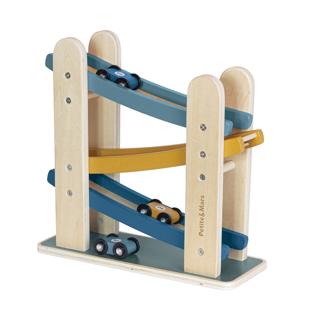 Fotografie PETITE&MARS Hračka dřevěná závodní dráha Milky Way Wood of Mars 18m+ Cosmic Blue