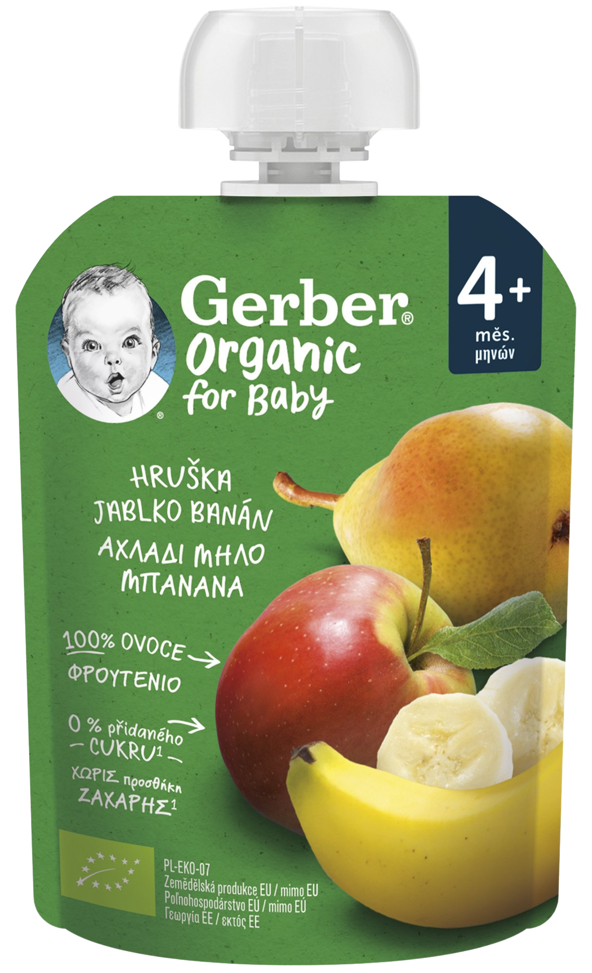 GERBER Organic kapsička hruška, jablko a banán 90 g