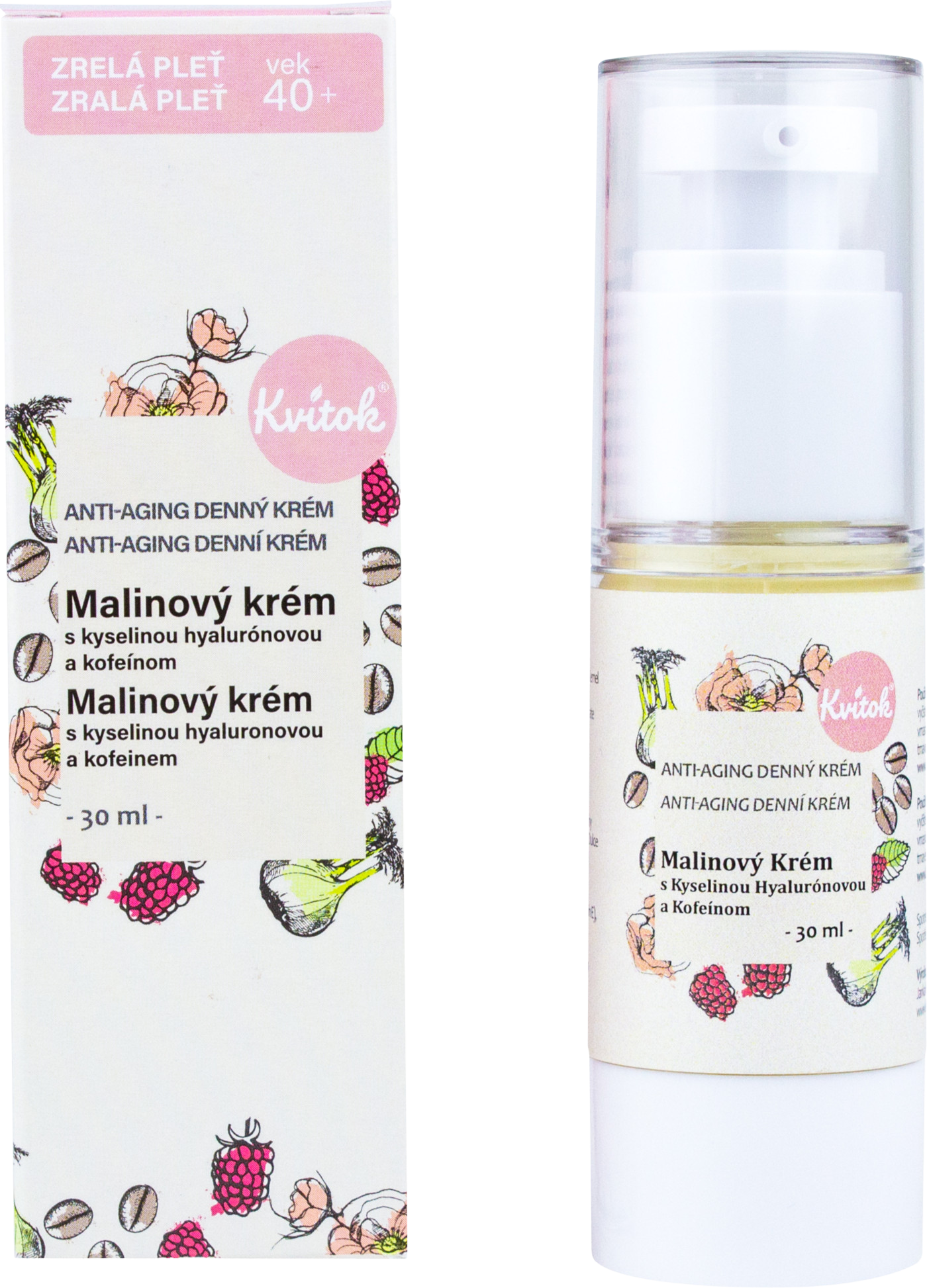 Kvitok Denní malinový krém pro zralou pleť 40+ 30 ml