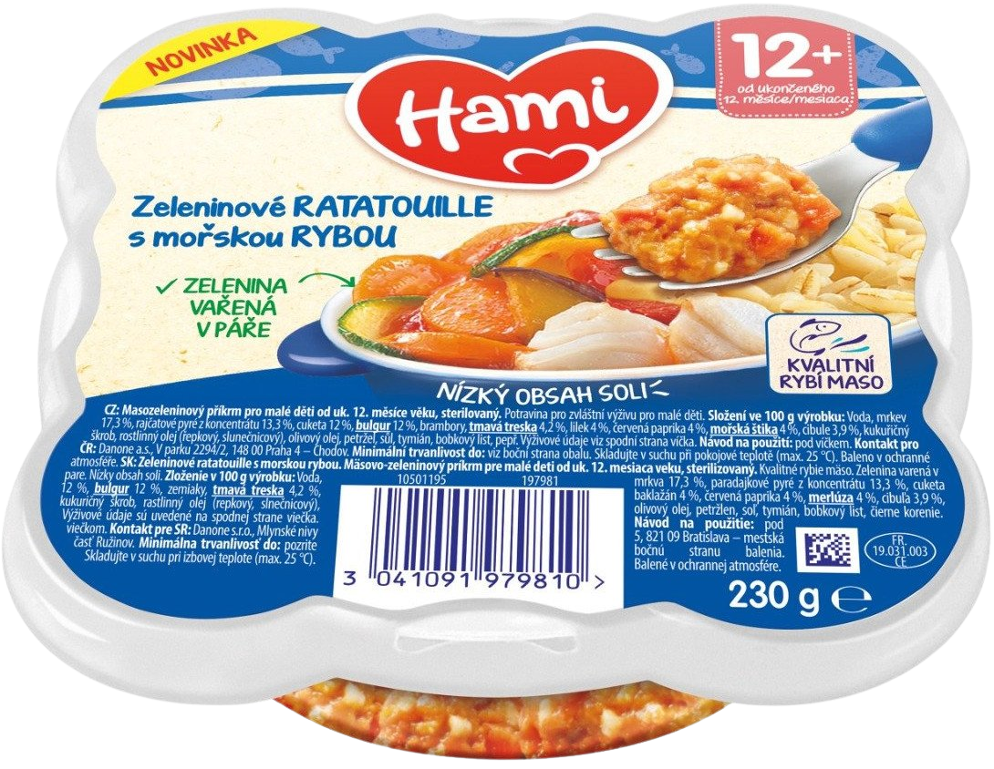 HAMI masozeleninový talířek Zeleninové ratatouille s mořskou rybou, 12+ 230 g