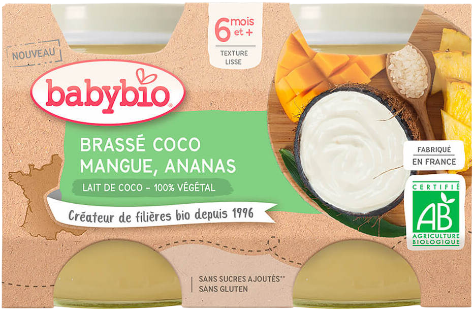 BABYBIO Brassé z kokosového mléka mango ananas 2 x 130 g