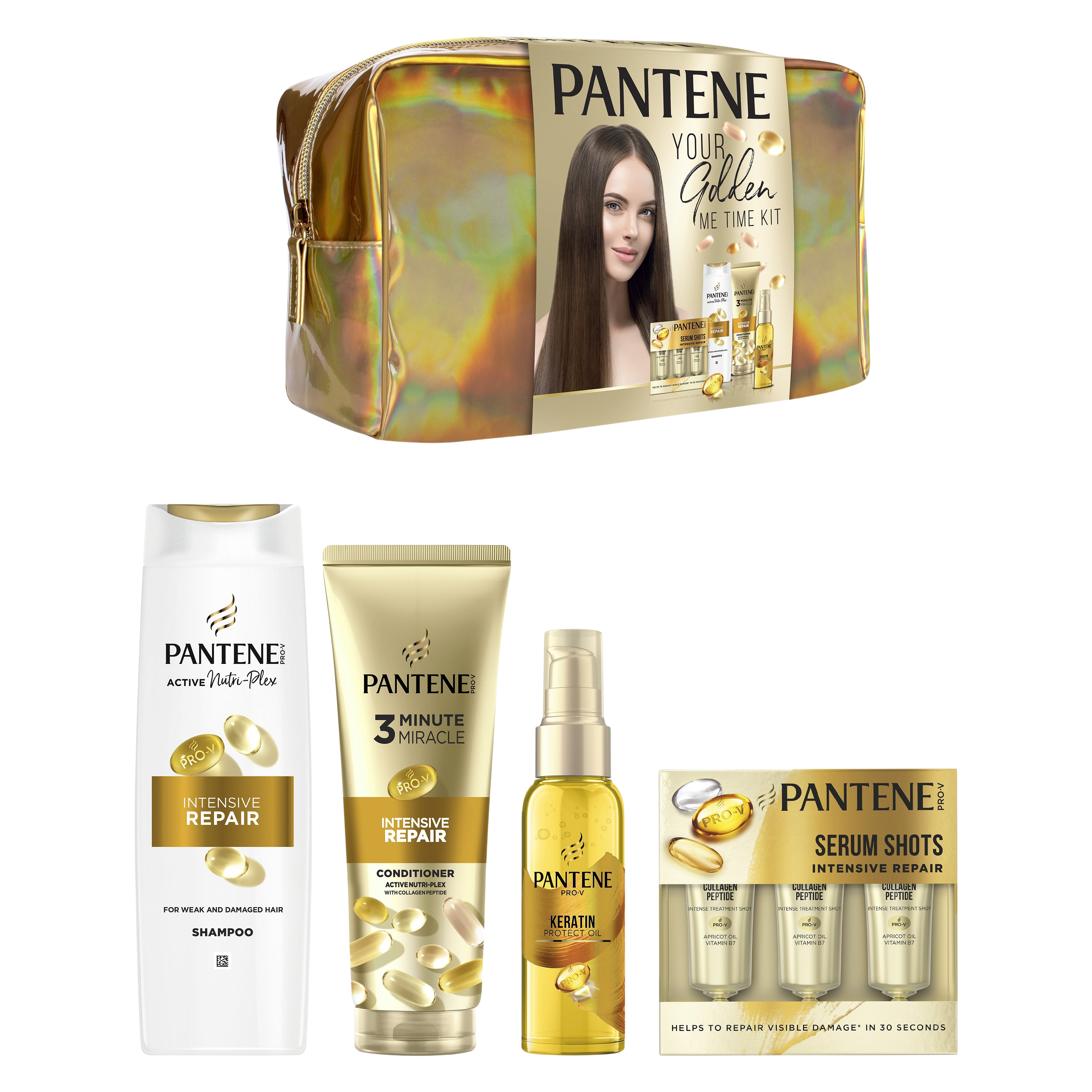 PANTENE Sada čtyř produktů Pantene: olej, šampon, sérum v ampulkách a maska
