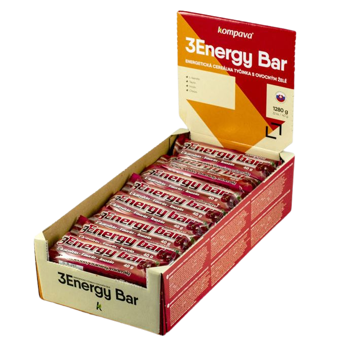 KOMPAVA 3Energy bar 32ks- višeň-tmavá poleva 10 x 25 ml
