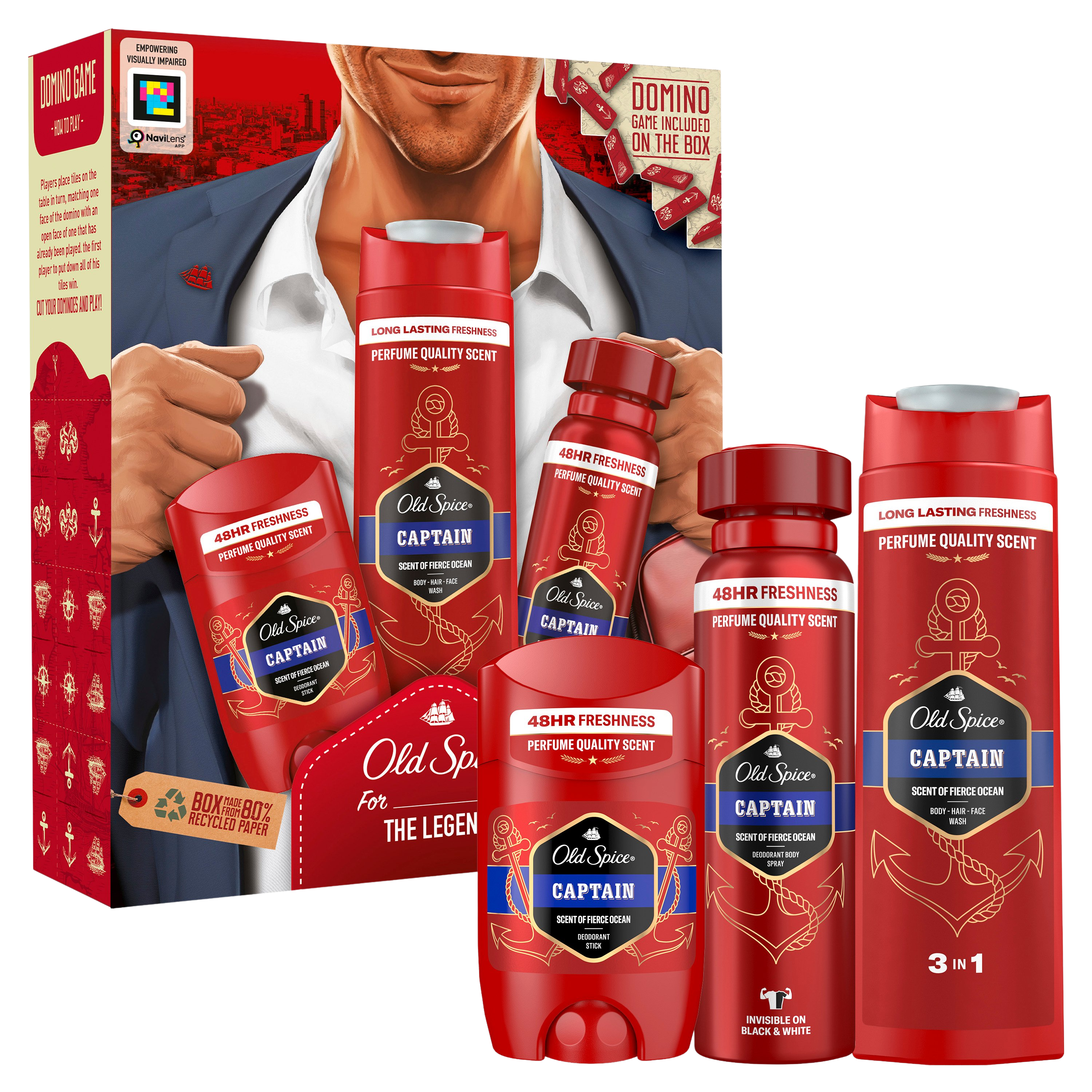 OLD SPICE Gentleman dárková sada s tuhým deodorantem 50 ml, deodorantem ve spreji 150 ml a sprchovým gelem Captain 250 ml