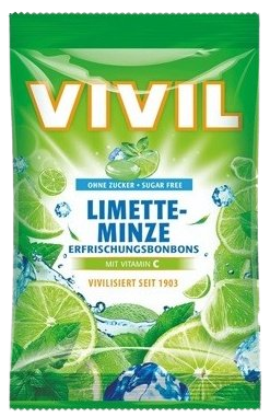 VIVIL Drops s príchuťou limetka a pepermint s vitamínom C, bez cukru 60 g
