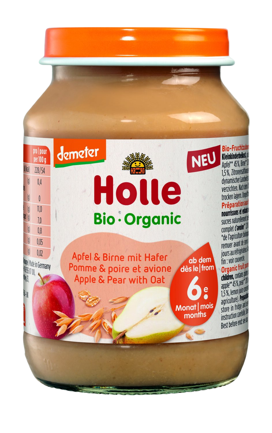 HOLLE bio dětská přesnídávka Hruška, jablko a špaldové vločky 190 g