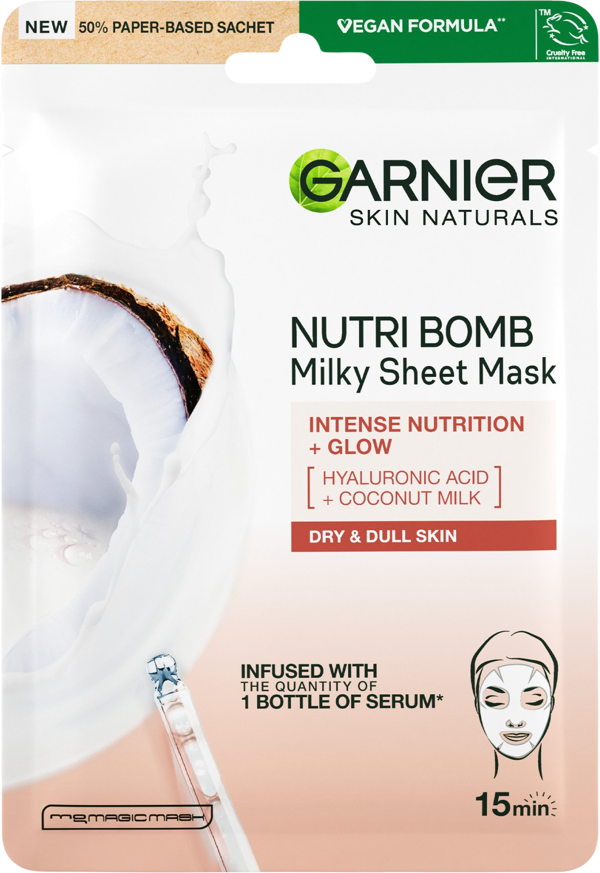 Garnier Skin Naturals Textilní pleťová maska s kokosovým mlékem pro suchou pleť 28 g
