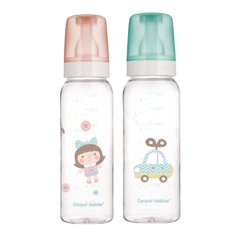 CANPOL BABIES Láhev skleněná s potiskem 240 ml