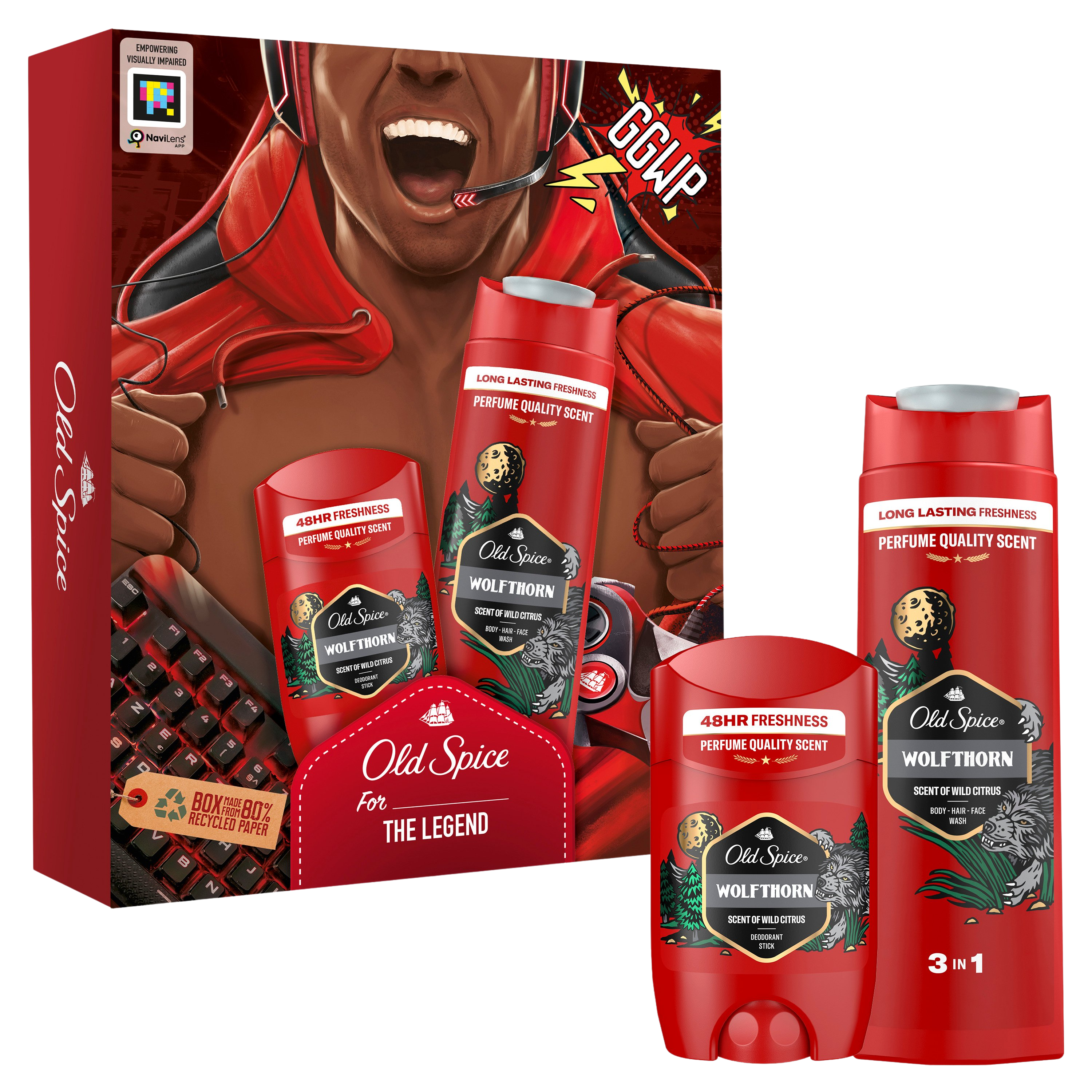 OLD SPICE Gamer dárková sada s deodorantem ve spreji 50 ml a sprchovým gelem Wolfthorn 250 ml
