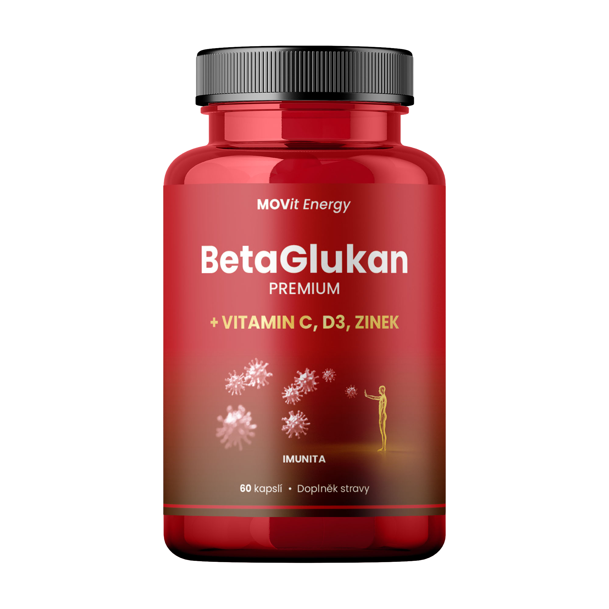 MOVIT ENERGY BetaGlukan 350 mg + Vitamin C, D3, Zinek PREMIUM 60 kapslí