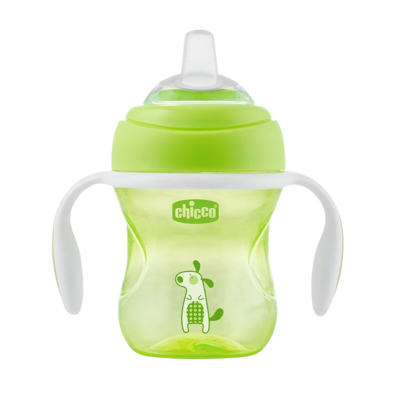 CHICCO První tréninkový pohárek s měkkým náustkem oranžový/zelený 200 ml