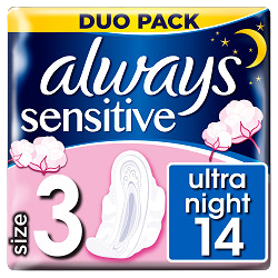 ALWAYS vložky Ultra Sensitive Night Duo 14 ks
