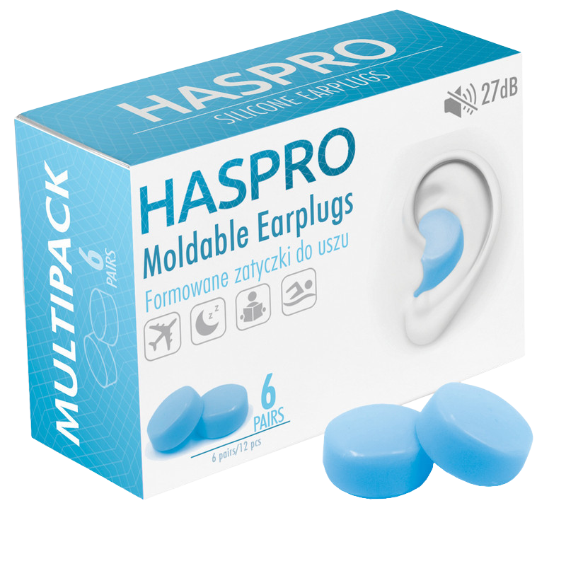 Haspro Mold6 silikonové špunty do uší, modré 6 párů 12 ks