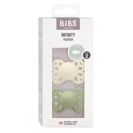 Bibs Infinity anatomické dudlíky ze silikonu, velikost 2, Ivory / Sage 2 ks
