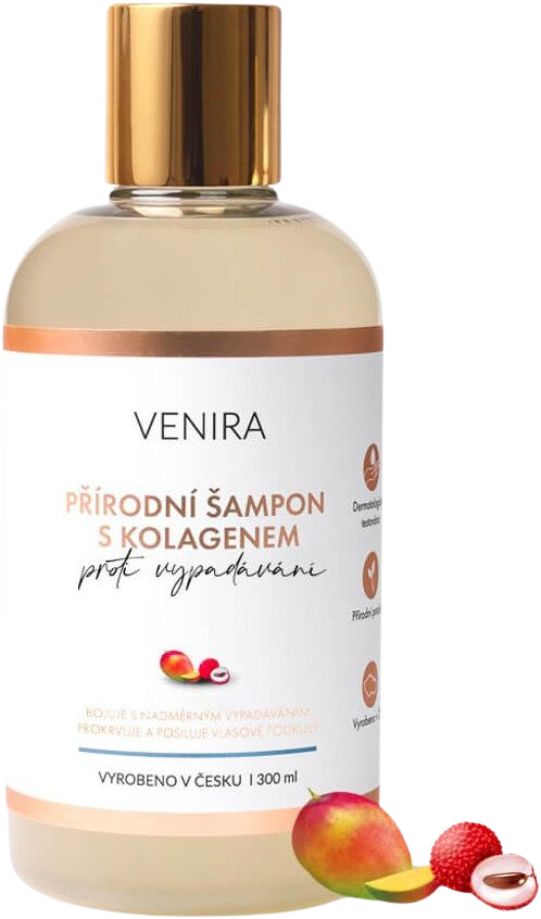 VENIRA přírodní šampon s kolagenem proti vypadávání vlasů, mango-liči 300 ml