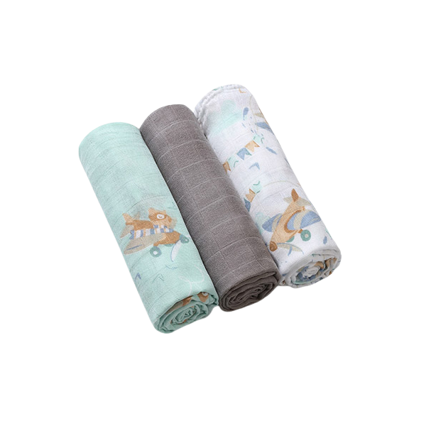 BABYONO Pleny bambusové Blue-grey 70x70 cm 3 ks