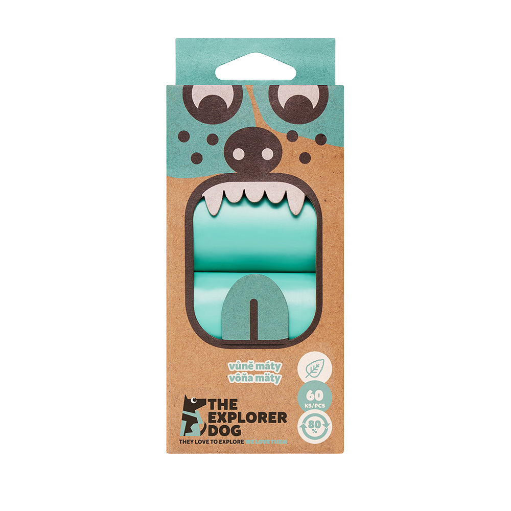 EXPLORER DOG Sáčky recyklované na psí hovínka s vůní máty 60 ks