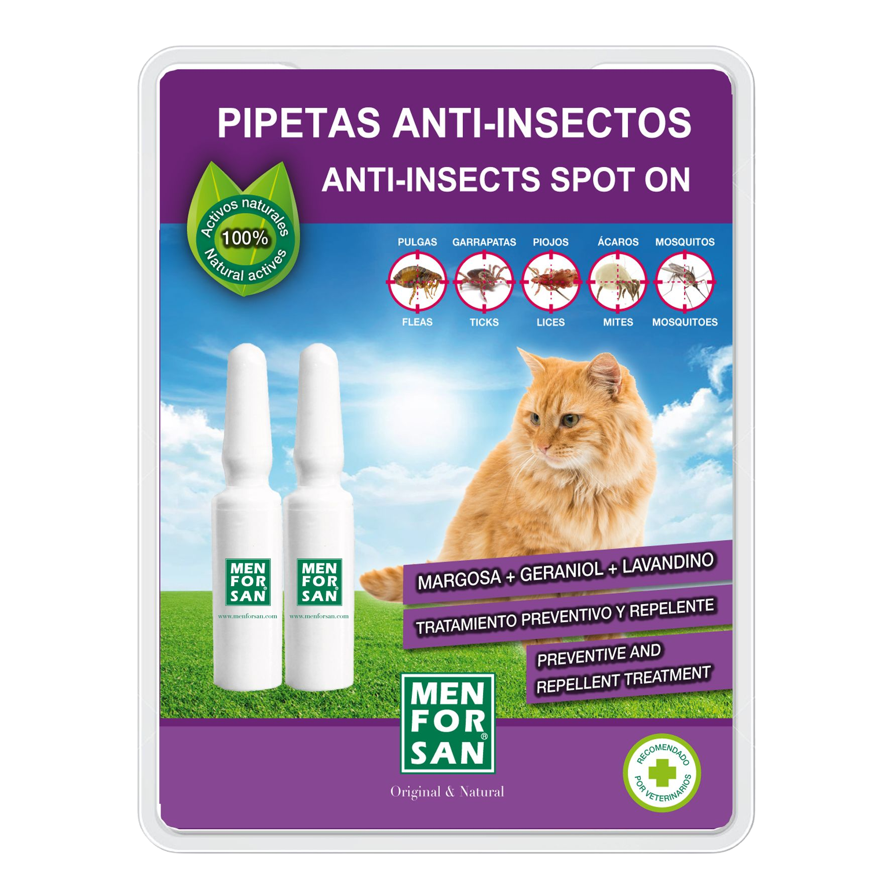 MENFORSAN Antiparazitné pipety pre mačky 2 kusy