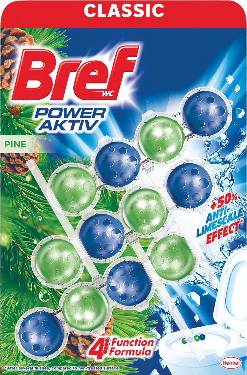 Bref WC blok Power Aktív Pine 3 x 50 g