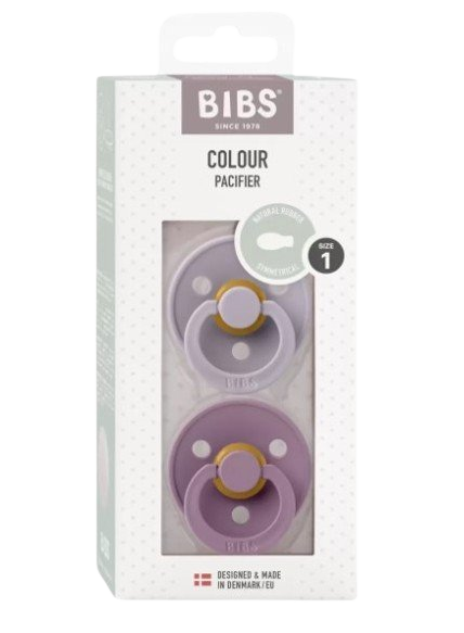 BIBS Colour symetrické cumlíky z prírodného kaučuku veľkosť 1, Fossil Grey / Mauve 2 ks