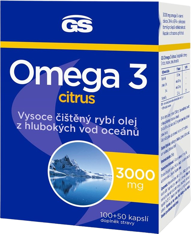 GS Omega 3 Citrus 3000 mg kapsuly pre normálnu činnosť srdca a mozgu príchuť Citrus 150 cps kúpite na Pilulka.sk
