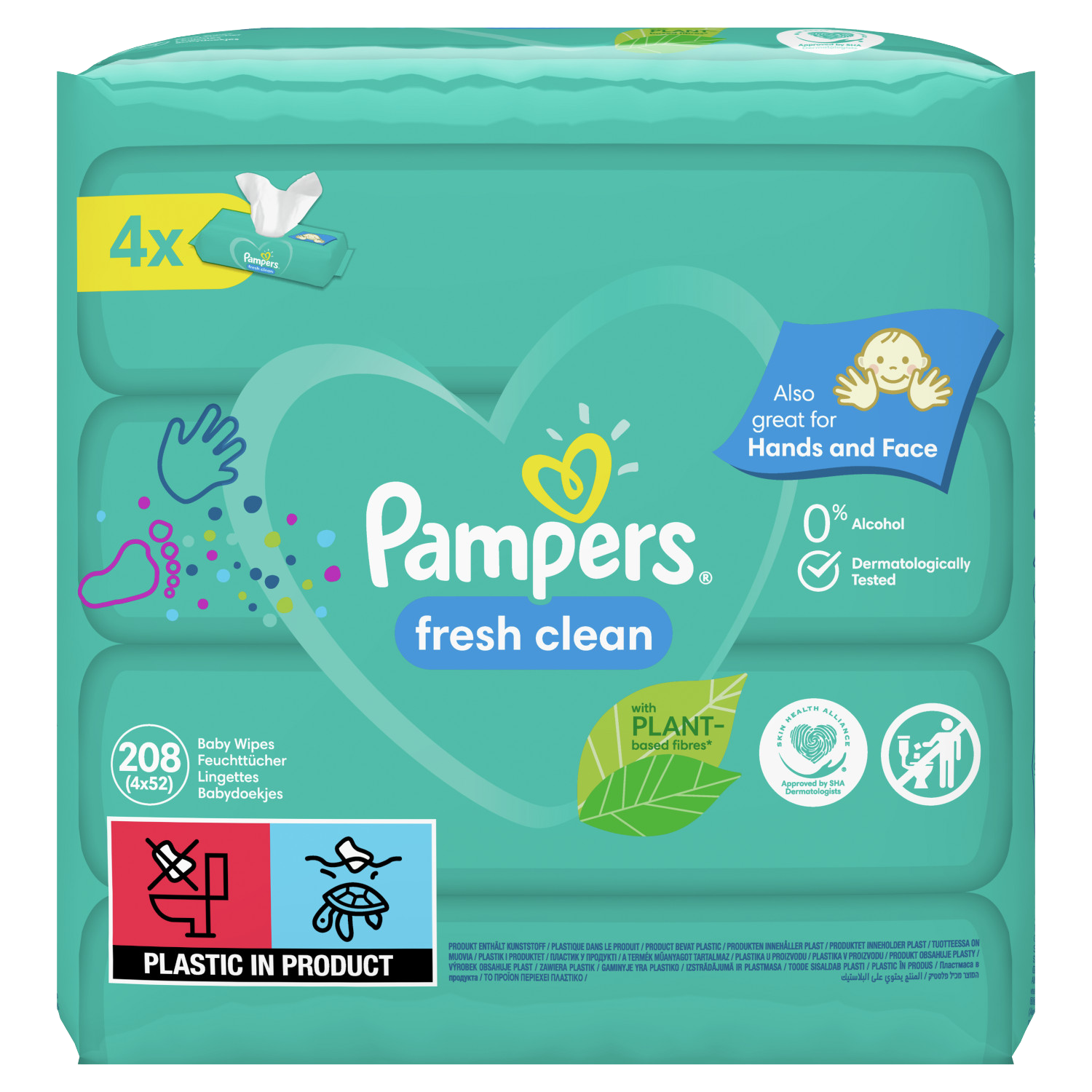 PAMPERS Wipes Fresh clean Vlhčené utierky, 4 x 52 ks