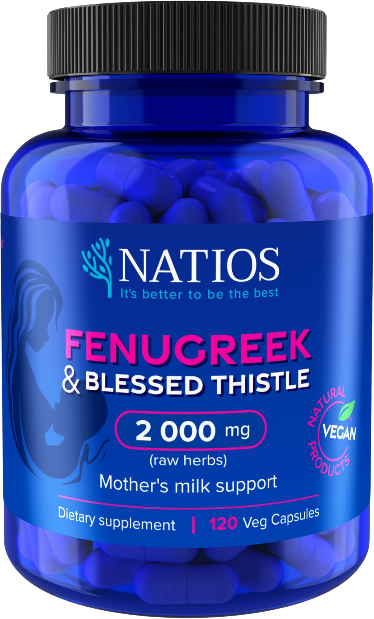 NATIOS Fenugreek & Blessed Thistle 2000 mg 120 kapsúl