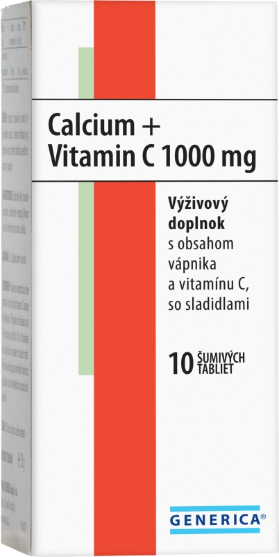 GENERICA Calcium + Vitamin C 1000 mg 10 šumivých tabliet kúpite na Pilulka.sk
