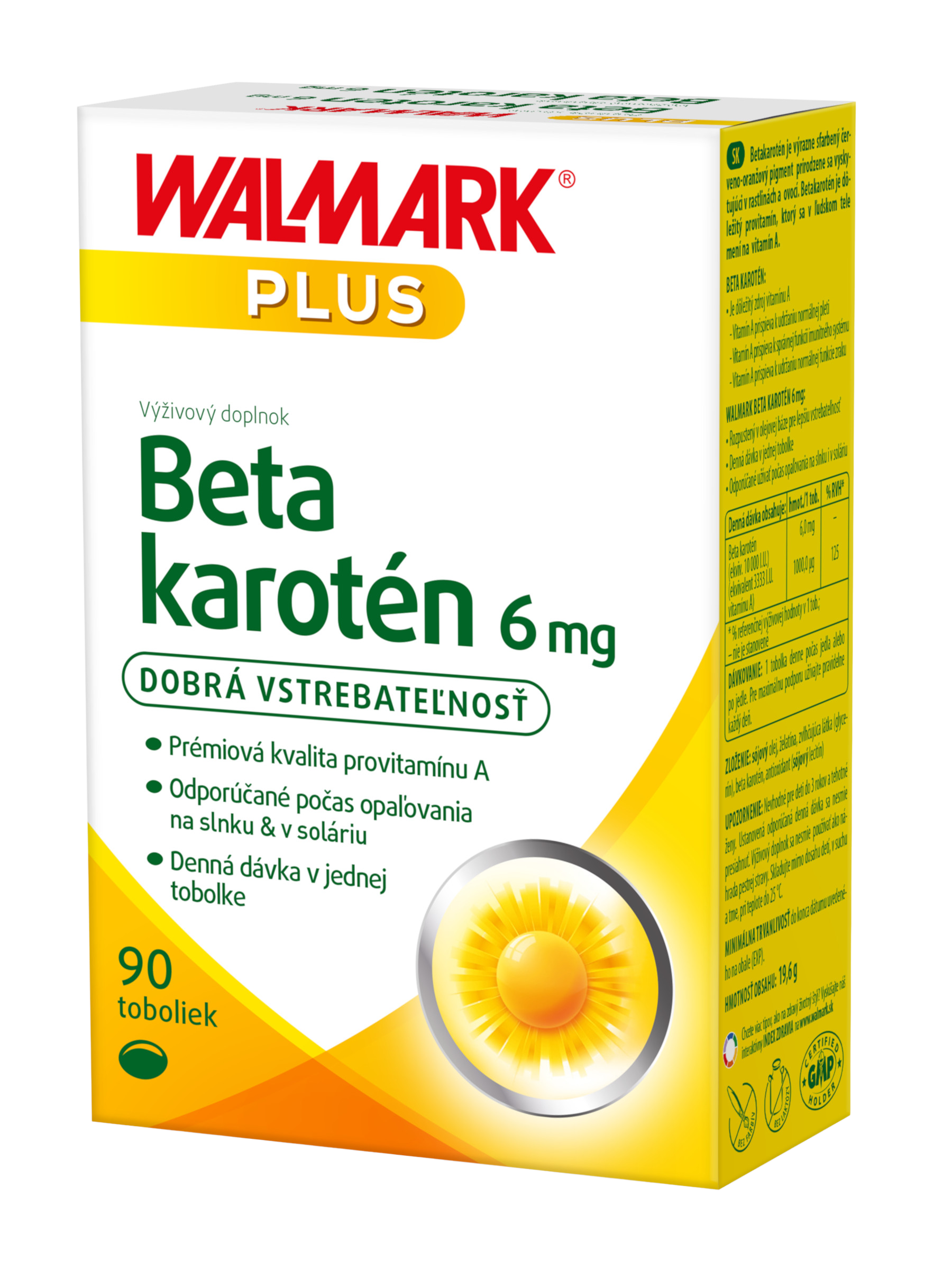 Walmark Beta carotene 6 mg tobolky pre zdravie zraku a pokožky 90 cps